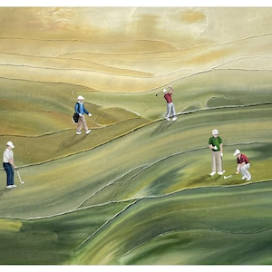 Golf Abstract Textured Painting, Handmade Palette Knife Green Landscape, Large Contemporary Golf Wall Art for Home & office decor image 7