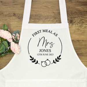 Wedding Apron | Bride Apron | Bride Bib | Bride Groom’s First Meal as | Bridal Apron | Personalised Wedding Aprons | Mr and Mrs |