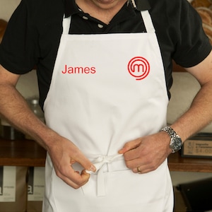 Masterchef Apron - Personalised Adult Kitchen Apron - Custom Name - Apron with Pockets - Chef Apron - Black Apron for Men Women - Cooking