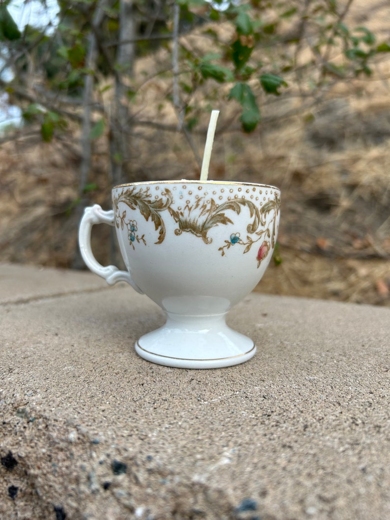 Handmade teacup candle, gingerbread scented candle, Angel candle, holiday candle, cherub candle image 1