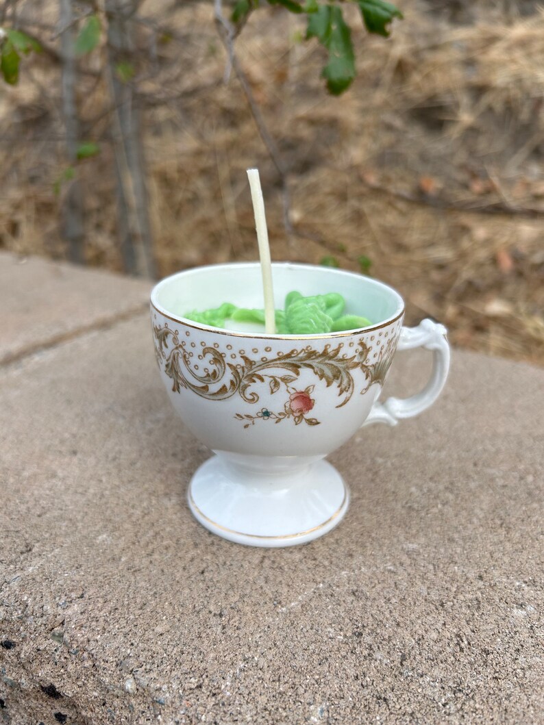 Handmade teacup candle, gingerbread scented candle, Angel candle, holiday candle, cherub candle image 7