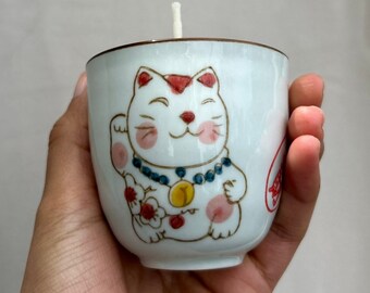 Teacup candle with saucer, mug candle, handmade candle, paw print candle