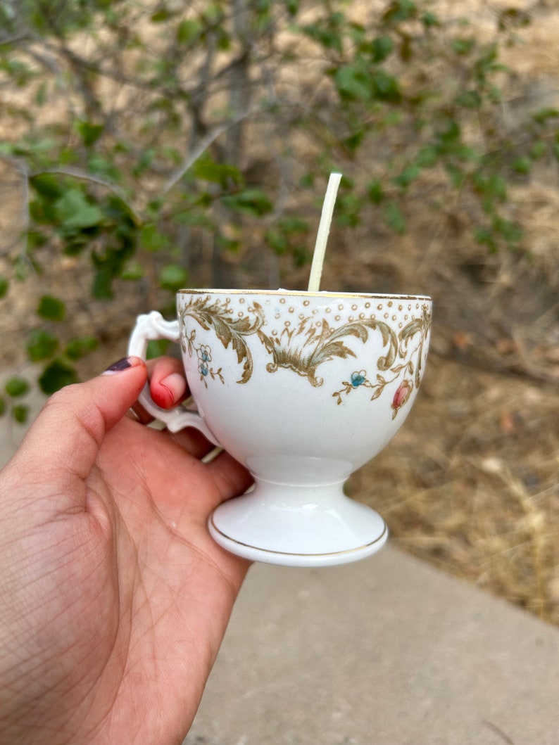 Handmade teacup candle, gingerbread scented candle, Angel candle, holiday candle, cherub candle image 2