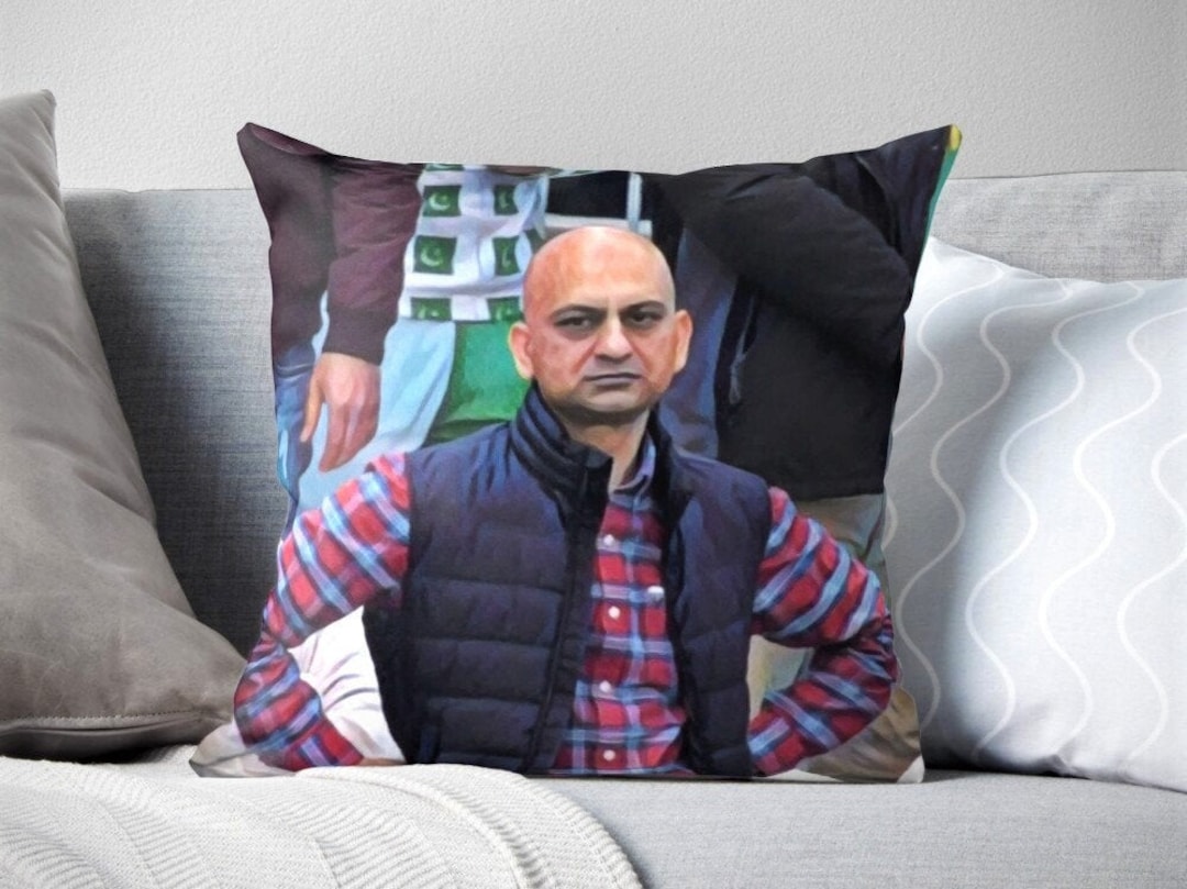 Funny Pillow Bald Indian Guy Meme Pakistani Cricket Angry Fan Etsy