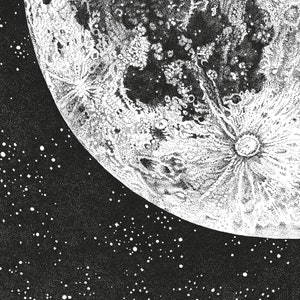 Mond 2 Jahre gezeichnet, Poster Schlafzimmer schwarz weiß, Bild 50x70, Mondkalender, Poster Yoga, Wohnzimmer, Büro, Kinderzimmer, Mondphasen