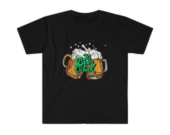 beer tshirt, bier uhr, st patties tag, tag trinken, grün, glück, prost, becher, alkohol, fun tshirt, urlaub tshirt