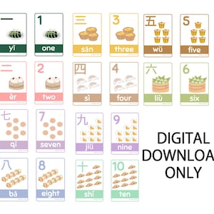 Mandarin/english Numbers Flashcards Home/school Learning 3 Sets of ...
