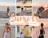 Mobile Lightroom Presets, 12 Sunsets Presets, Golden Hour, Iphone Presets, Vintage Presets, Instagram Presets, Bright, Beach Filter, Summer