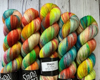 Magic | Hand Dyed Yarn | Rainbow Yarn | Colorful Yarn | DK weight