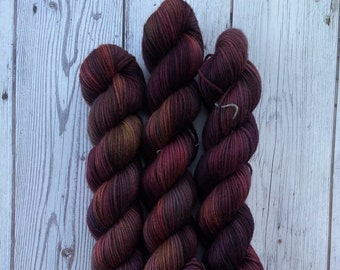 Gothic Mermaid | DK weight yarn | 100% super wash merino wool | hand dyed yarn | dark yarn