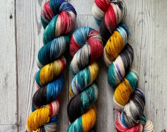 Sally | DK weight yarn | hand dyed yarn | super wash merino wool | knitting | crochet | colorful yarn