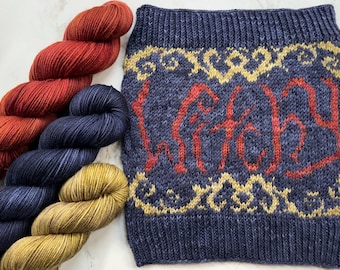Witchy Cowl Kit | 100% S.W Merino wool | DK weight yarn | hand dyed yarn | knitting | crochet | Dragon Hoard Yarn