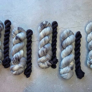 Midnight Sock Set | Hand dyed yarn | Grey Yarn | fingering weight | Sock Yarn
