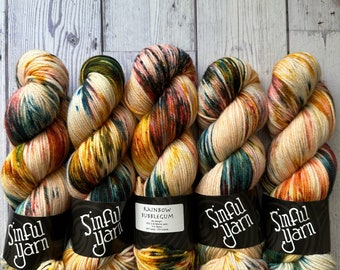 Rainbow Bubblegum | Hand Dyed Yarn | Rainbow Yarn | DK 85/15 |