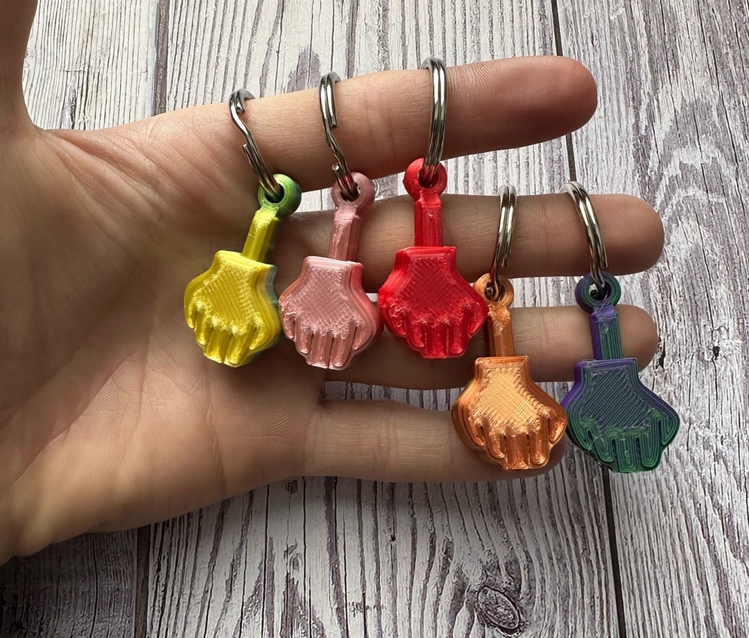 3D Printed Key Chain Middle Finger Funny Key Chains Flipping off Jokes