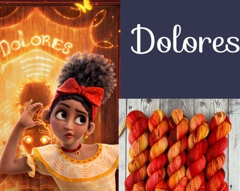 Dolores / Hilo teñido a mano / Hilo rojo / 4 capas / Encanto / Peso Dk / 100 % merino SW