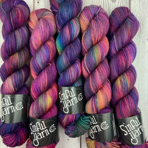 Sinful | Hand dyed yarn | Rainbow yarn | Super wash merino wool | DK weight | Gothic | 4 ply