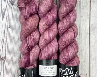 Sea Star | Hand dyed yarn | Pink yarn | Mauve | Small Business