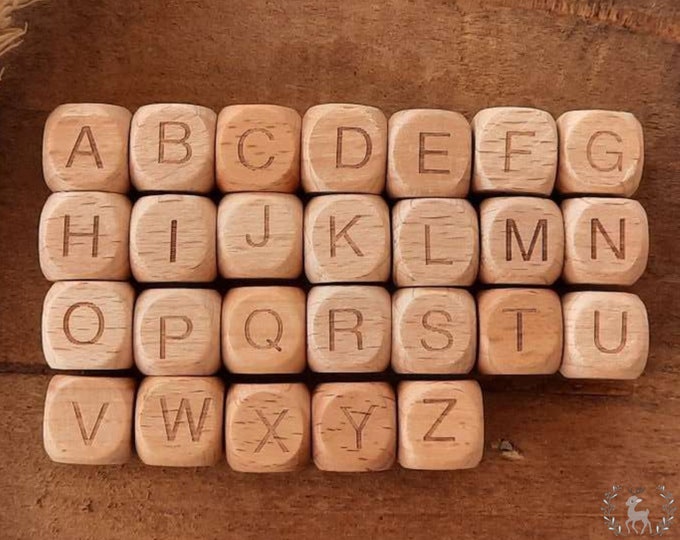 Holzbuchstaben, Buchstaben, Holz, 12mm, A-Z, Alphabet