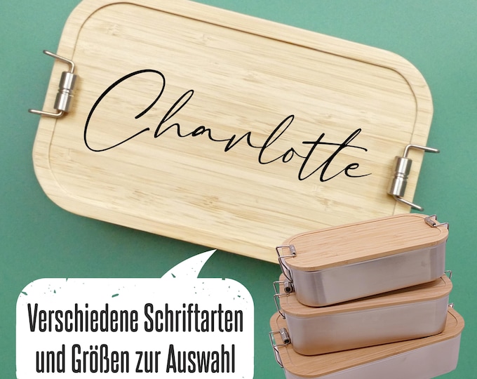 Brotdose, personalisiert, Lunchbox, Brotbox, Bambus und Edelstahl, Muttertagsgeschenk, Butterbrotdose, Vatertagsgeschenk, Einschulung