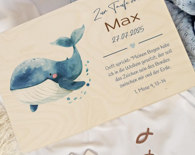 Memory box, baptism gift, personalized, baby memory box, baptism gift, Noah's Ark, rainbow, cross, baptism box, wooden box
