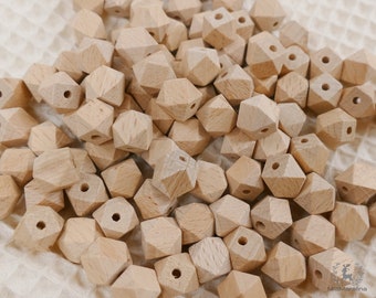 Holzkugeln, Hexagon, eckig, Buche, 12mm