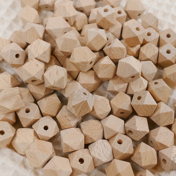 Holzkugeln, Hexagon, eckig, Buche, 12mm