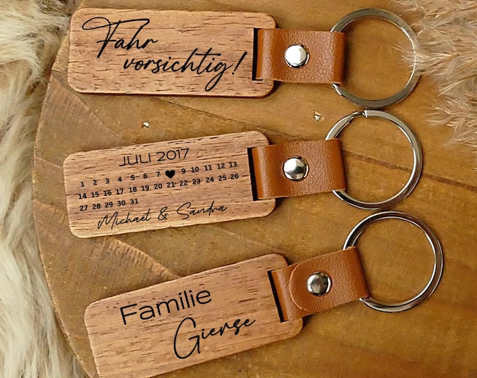 Wooden keychain, personalized, housewarming gift, wedding gift, guardian angel, address pendant, men, women,