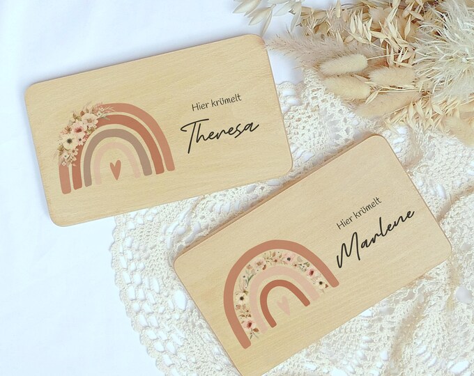 Breakfast board, children, personalized, birthday gift, breakfast board, board, rainbow, Montessori knife