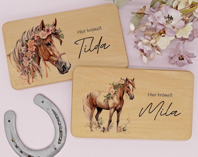 Breakfast board, horses, children, personalized, breakfast board, board, horse girl, wooden board, horse gift for girls