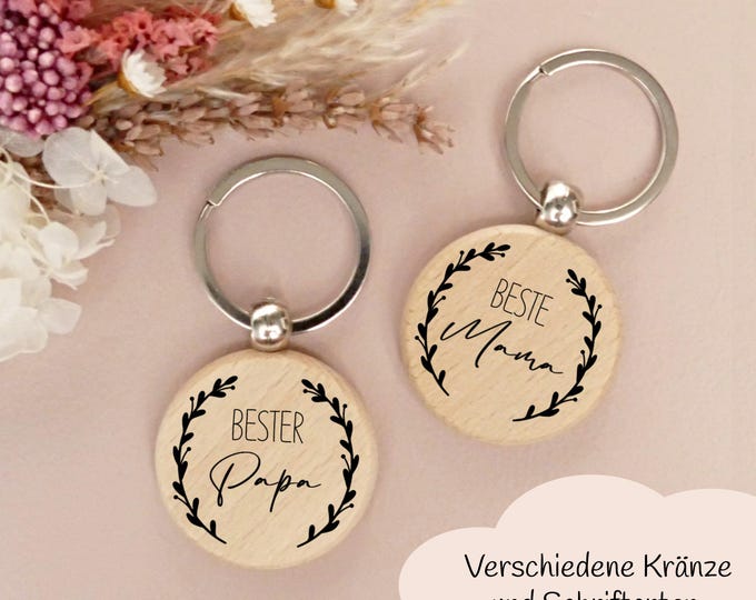 Personalized wooden keychain, Mother's Day, small gift, pendant, round, little something, Mother's Day present, midwife, girlfriend, grandmother