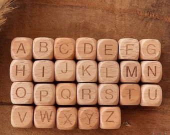 Wooden letters, letters, wood, 12 mm, A-Z, alphabet