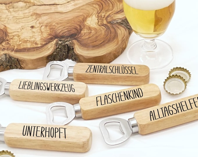 Personalized wooden bottle opener, gift for men, godfather, retiree, grandfather, housewarming, small gift, souvenir, hostess present