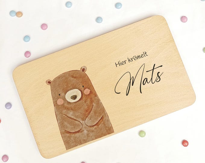 Breakfast board, children, personalized, birthday gift, breakfast board, board, rainbow, bear, elephant, unicorn, dog