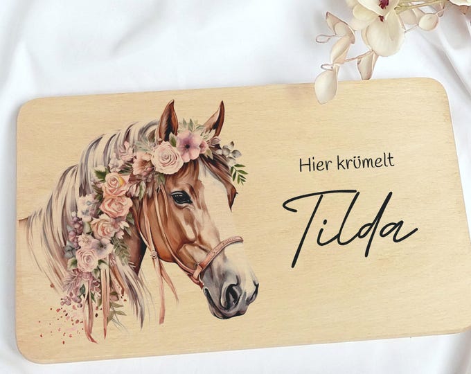 Breakfast board, horses, children, birthday gift, breakfast board, board, horse girl, wooden board, horse gift
