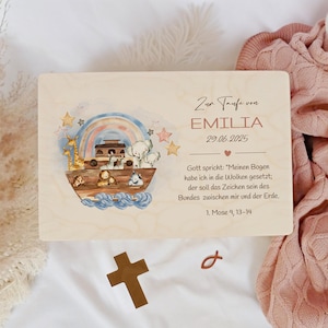 Regalo de bautizo, caja de recuerdos, personalizado, regalo para bautizo, Arca de Noé, caja de recuerdos, caja de madera para recuerdos, caja de bautizo, bebé