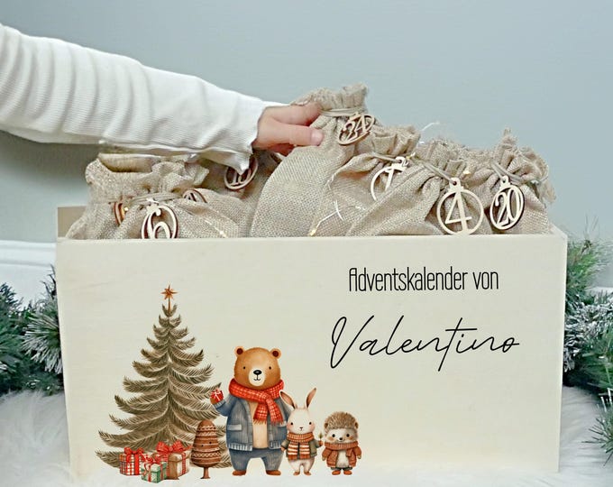 Personalized Advent calendar to fill, Advent box, children, Advent bags, Personalized Advent box, Advent calendar bags