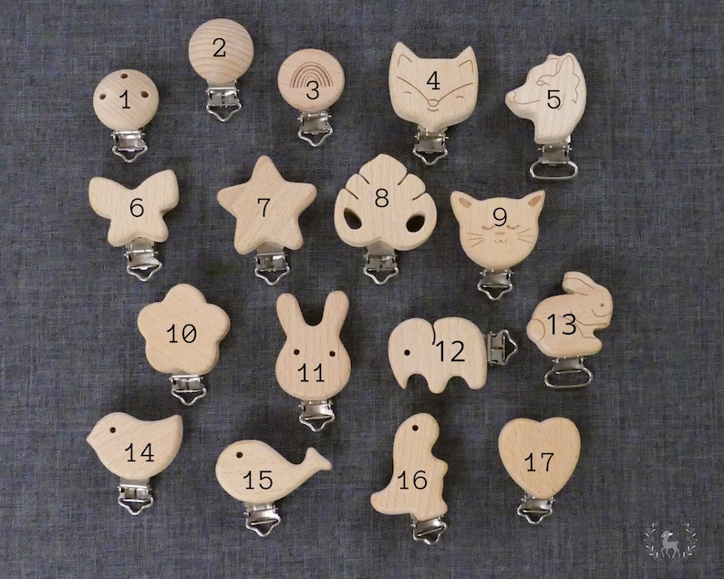 Wooden clips, clips, motif clip, clasp image 2