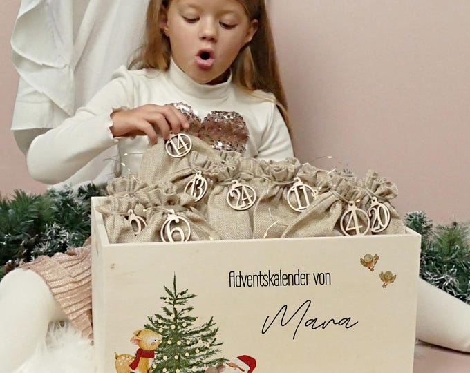 Personalized Advent calendar to fill, Advent box, children, Advent bags, Personalized Advent box, Advent calendar bags