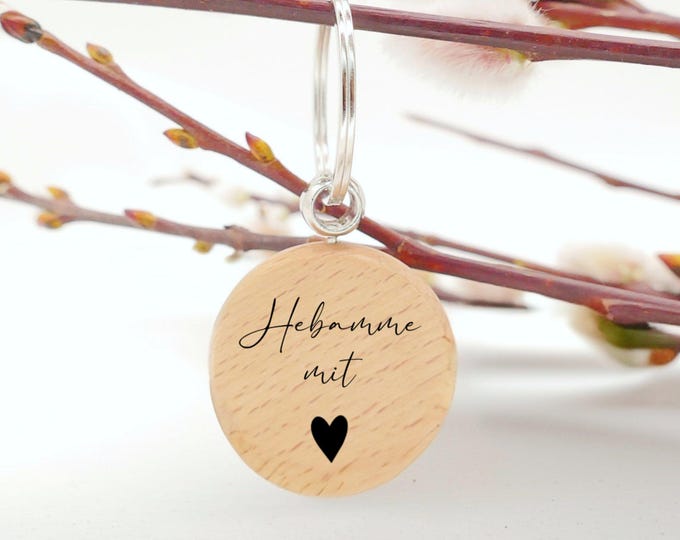 Personalized wooden keychain, small thank you gift, token for midwife, gift for kindergarten teacher, farewell gift for teacher, pendant