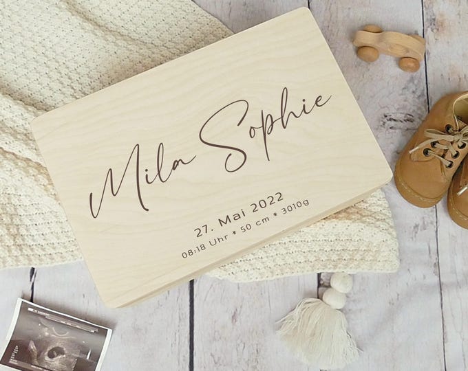 Memory box, baby, personalized, birth gift, simple, name, childhood memories, FSC certified, little miracle