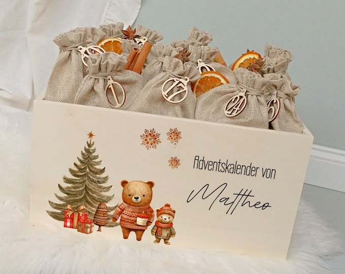 Personalized Advent calendar to fill, Advent box, children, Advent bags, Personalized Advent box, Advent calendar bags