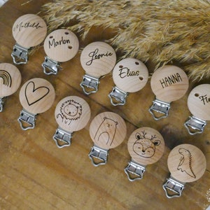 Holzclips, Clips, Motivclip, personalisiert mit Name, Verschluss, 30mm Bild 1