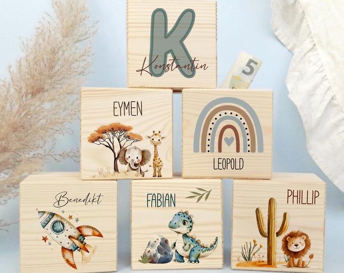 Children's wooden money box, personalized, wooden money box with name, personalized children's money box, metal lock with key, dinosaur, lion
