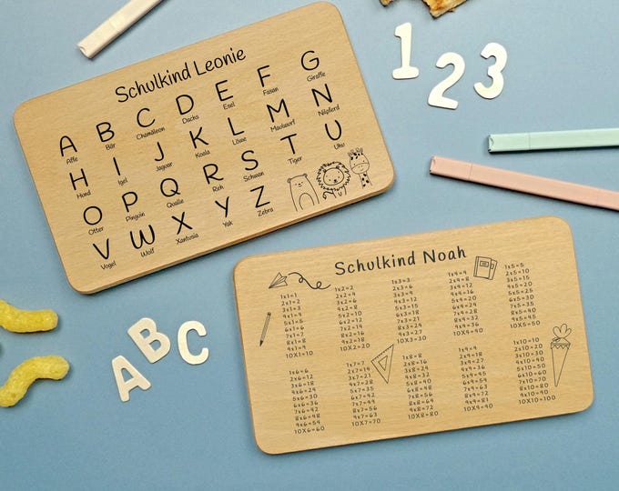 Gift for school enrollment, schoolchild, breakfast board, start of school, contents of school cone, first day of school, 1x1, ABC, board, breakfast board