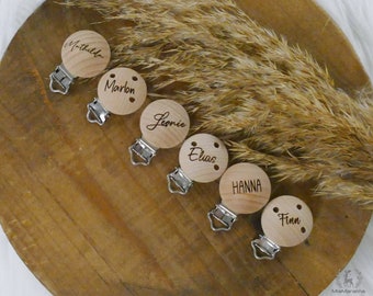 Holzclips, Clips, personalisiert mit Name, Verschluss, 30mm