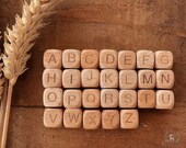 Letter beads made of wood, alphabet, balls, cubes