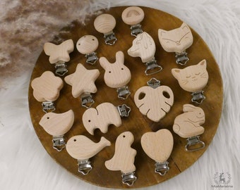 Wooden clips, clips, motif clip, clasp