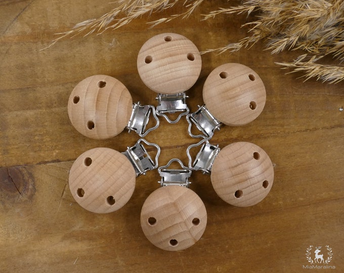 Holzclips, Clips, Motivclip, Verschluss, rund mit Löchern, 30mm