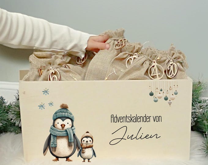 Advent calendar, Advent box, personalized, Advent calendar bags, Advent bags, wood